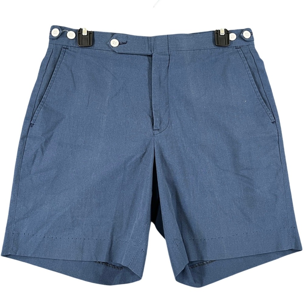 Vintage 70s Berle Tailored Shorts Mens 30 Blue Button Tab Waist Classic Summer